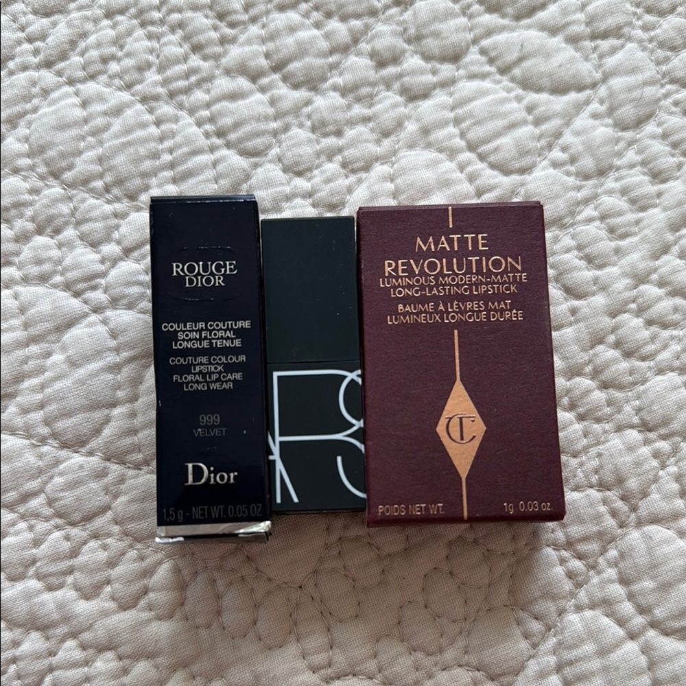 Set of Mini Lipstick Dior 999, Charlotte Tilbury Pillow Talk and Nars Rosecliff - Picture 7 of 7